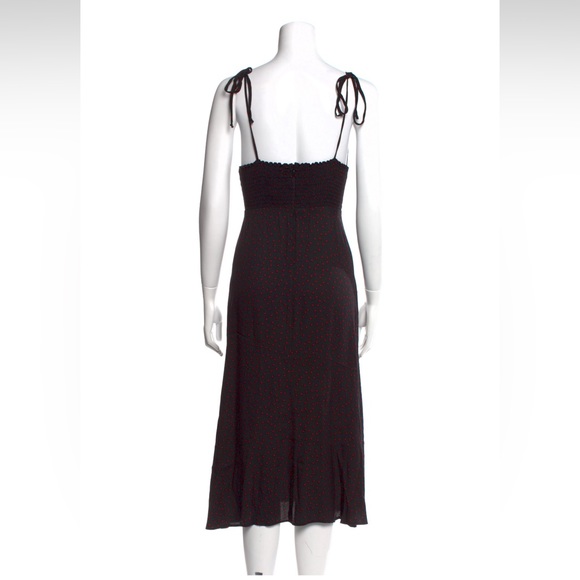 Reformation talita midi black red polka dot slip tie strap dress - Picture 5 of 6